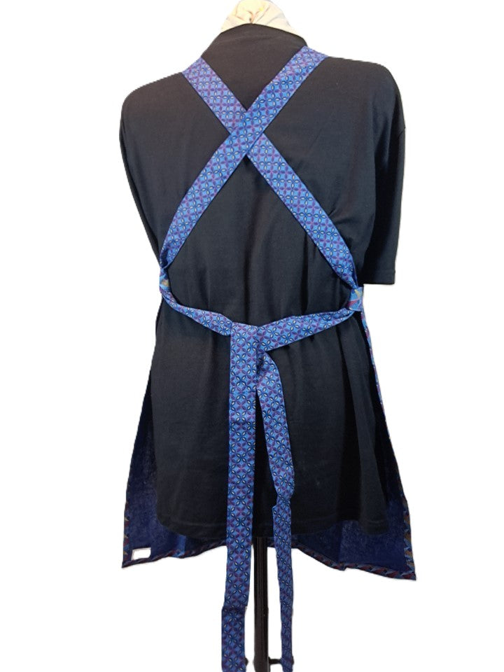Blue Cotton Shwe Shwe Apron- Triangle& Flower African Print