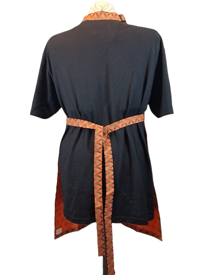 Orange Cotton Shwe Shwe Apron - Trio Circle & Triangle African Print