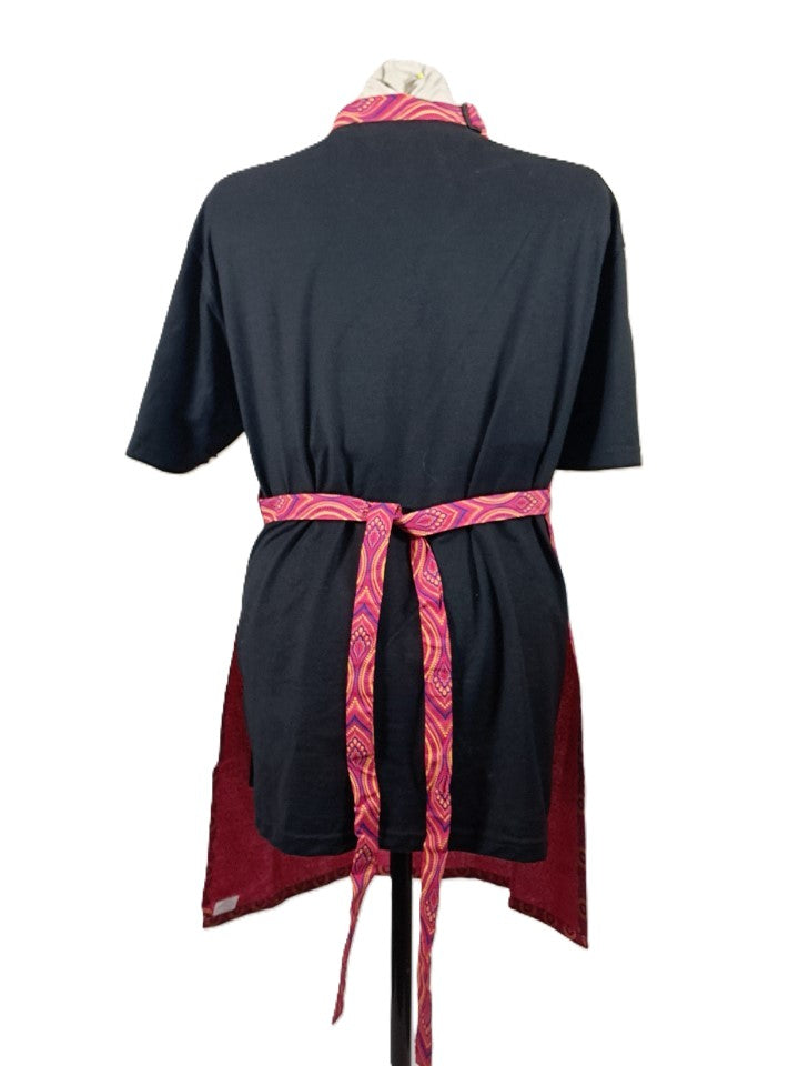 Magenta Cotton Shwe Shwe Apron - Trio Circle & Flower African Print