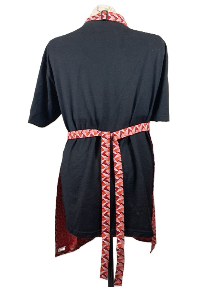 Red Cotton Shwe Shwe Apron - Trio Circle & Triangle African Print
