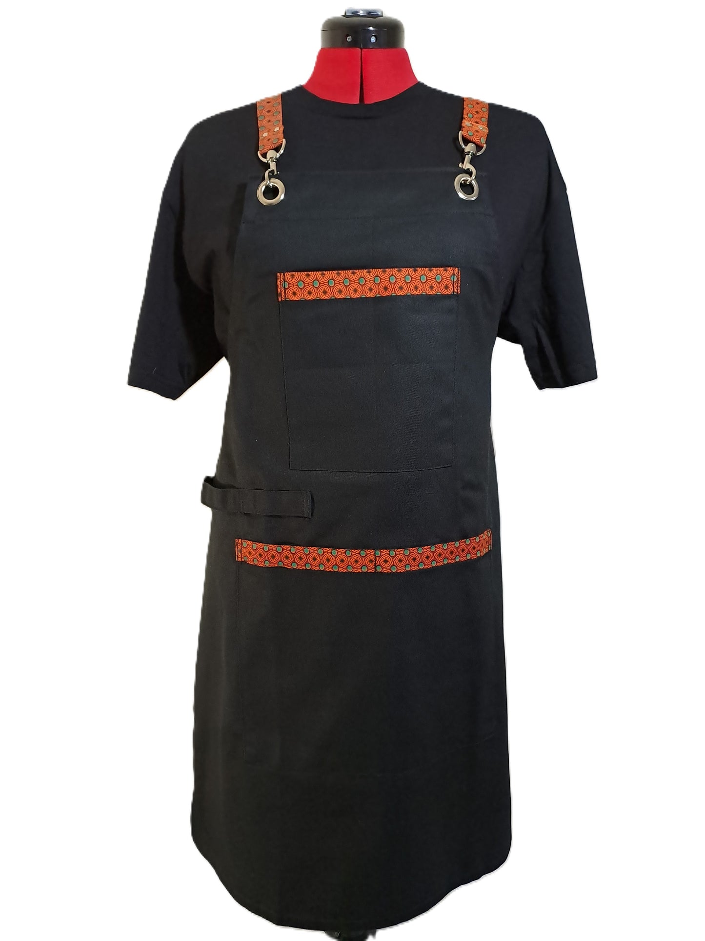 Orange Denim Shwe Shwe Apron - Traditional African Print