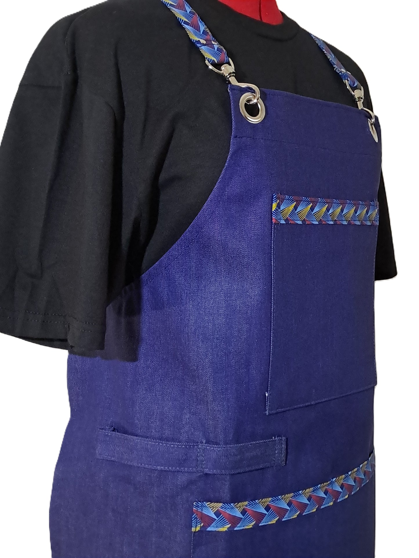 Blue Denim Shwe Shwe Apron - Traditional African Print