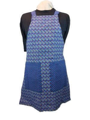 Blue Cotton Shwe Shwe Apron- Triangle& Flower African Print