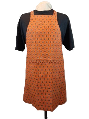 Orange Cotton Shwe Shwe Apron - Trio Circle & Triangle African Print