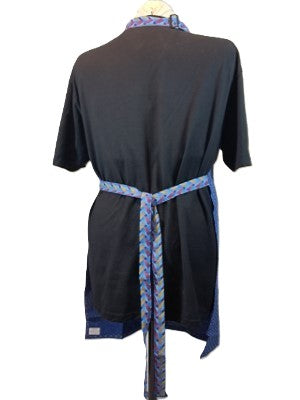 Blue Cotton Shwe Shwe Apron - Flower & Triangle African Print