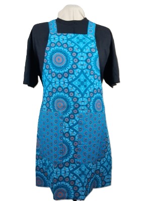 Turquoise Cotton Shwe Shwe Apron - Mandala & Trio Circle African Print