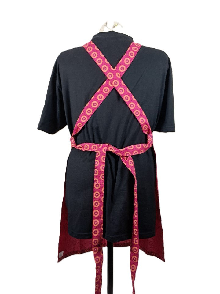 Magenta Cotton Shwe Shwe Apron- Flower & Trio Circle African Print