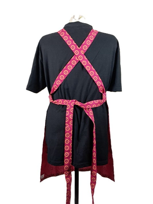 Magenta Cotton Shwe Shwe Apron- Flower & Trio Circle African Print