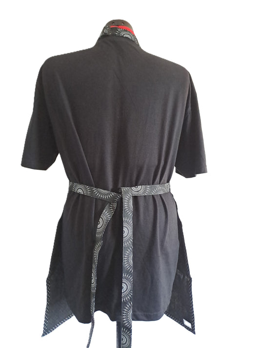 Black Cotton Shwe Shwe Apron - Dotty & Big Spiral African Print