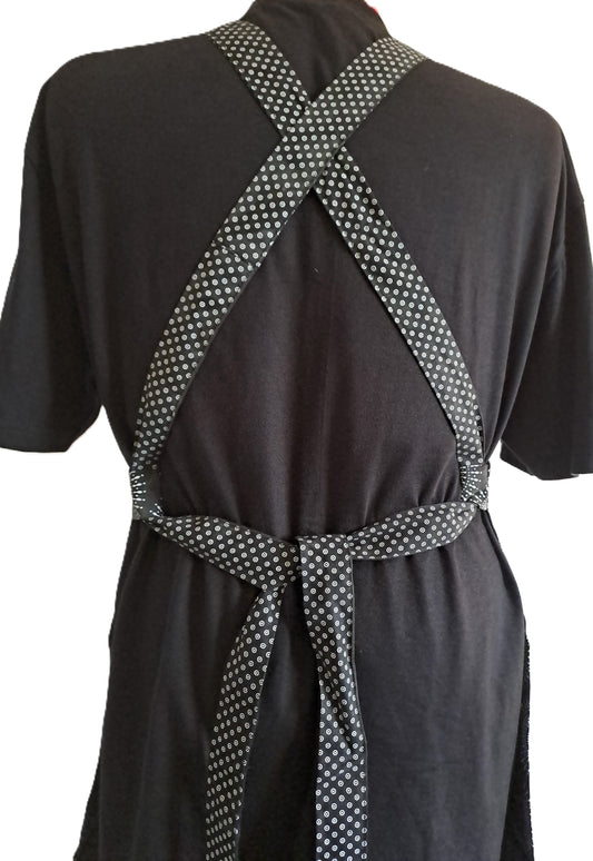 Black Cotton Shwe Shwe Apron - Big Spiral & Dotty African Print